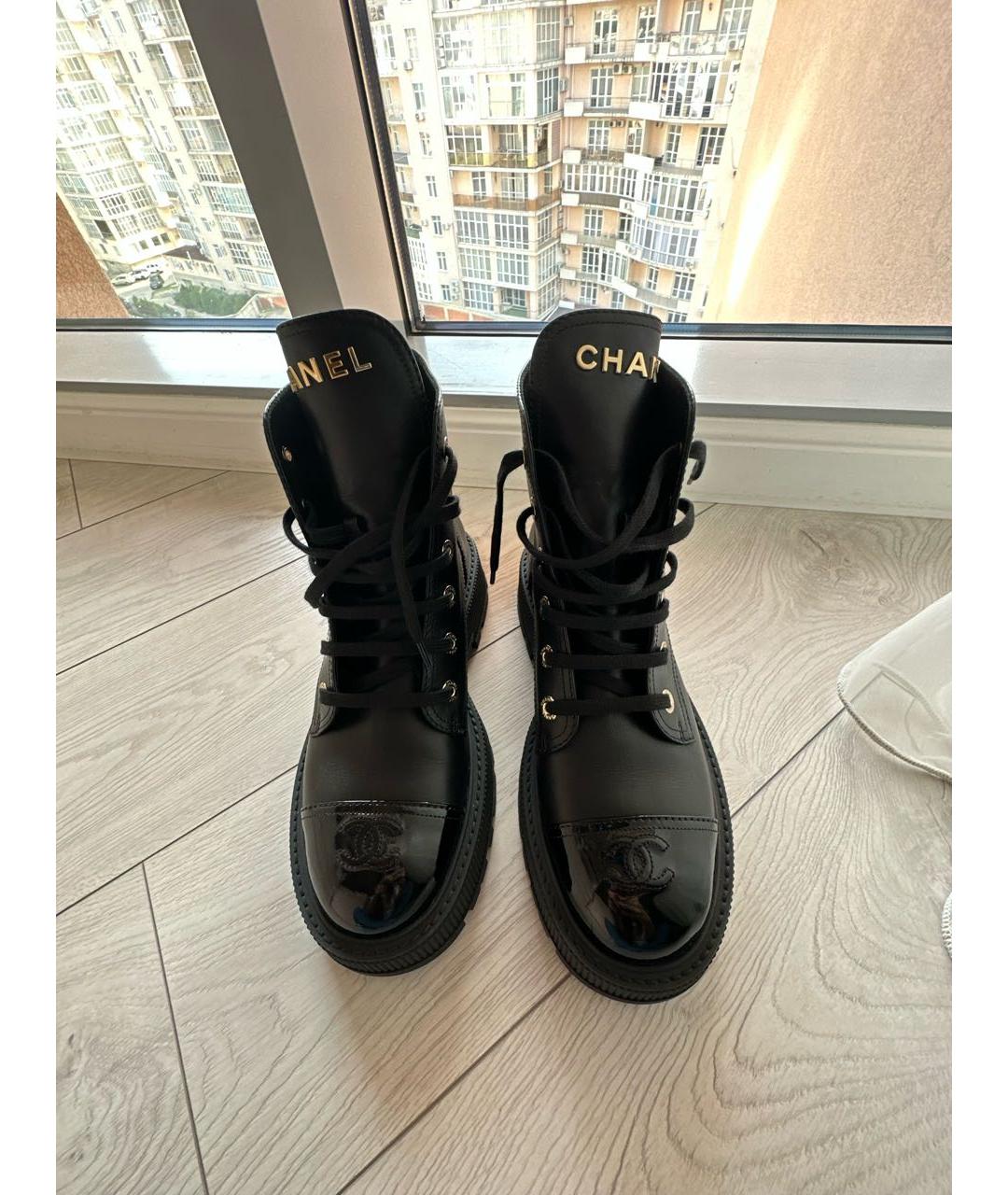 CHANEL Черные кожаные ботинки, фото 2