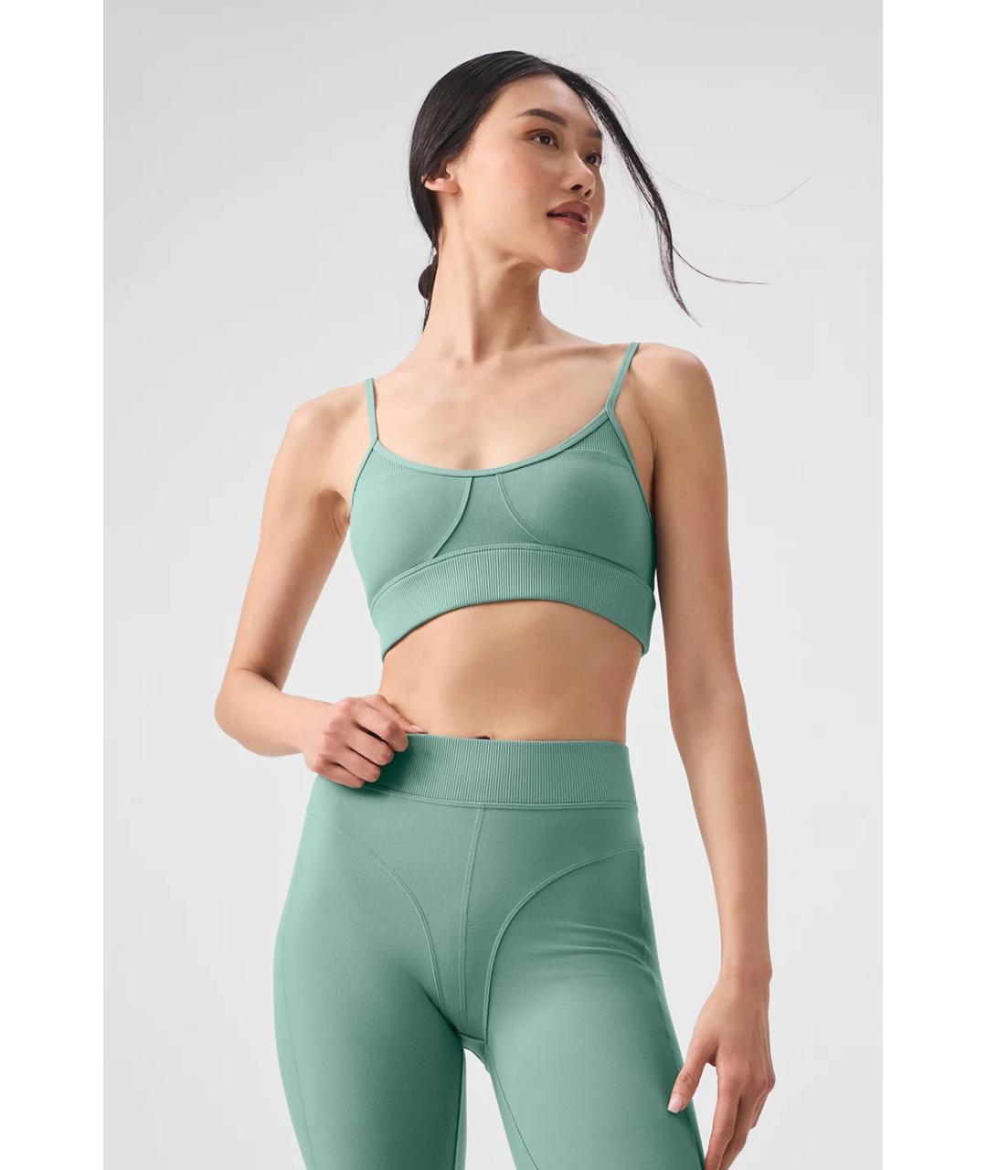 ALO YOGA Бирюзовая полиэстеровая майка, фото 3