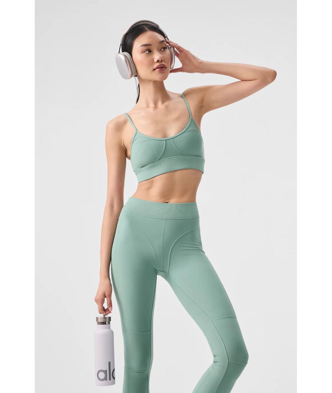 ALO YOGA Бирюзовая полиэстеровая майка, фото 4