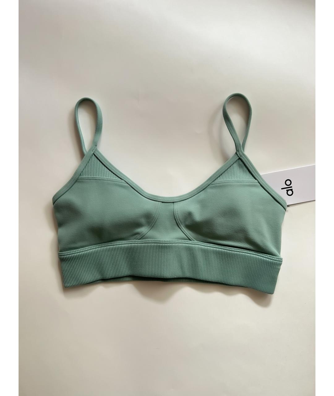 ALO YOGA Бирюзовая полиэстеровая майка, фото 10