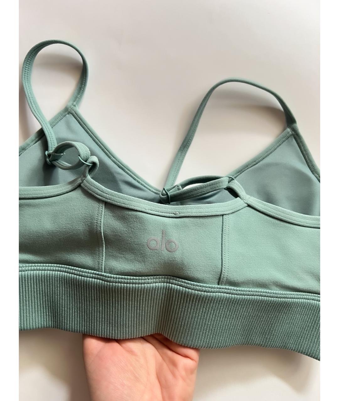 ALO YOGA Бирюзовая полиэстеровая майка, фото 2