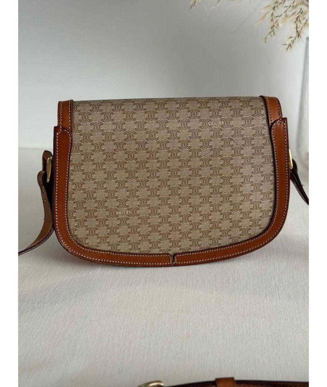 CELINE Коричневая кожаная сумка через плечо, фото 4