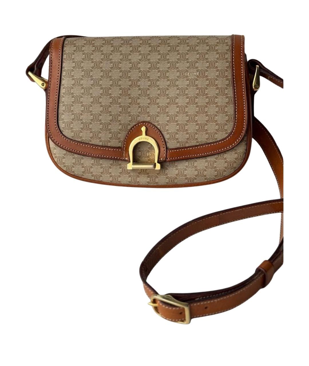 CELINE Коричневая кожаная сумка через плечо, фото 1