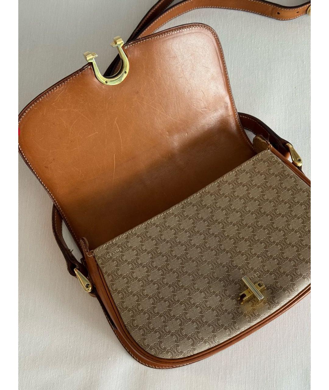 CELINE Коричневая кожаная сумка через плечо, фото 8