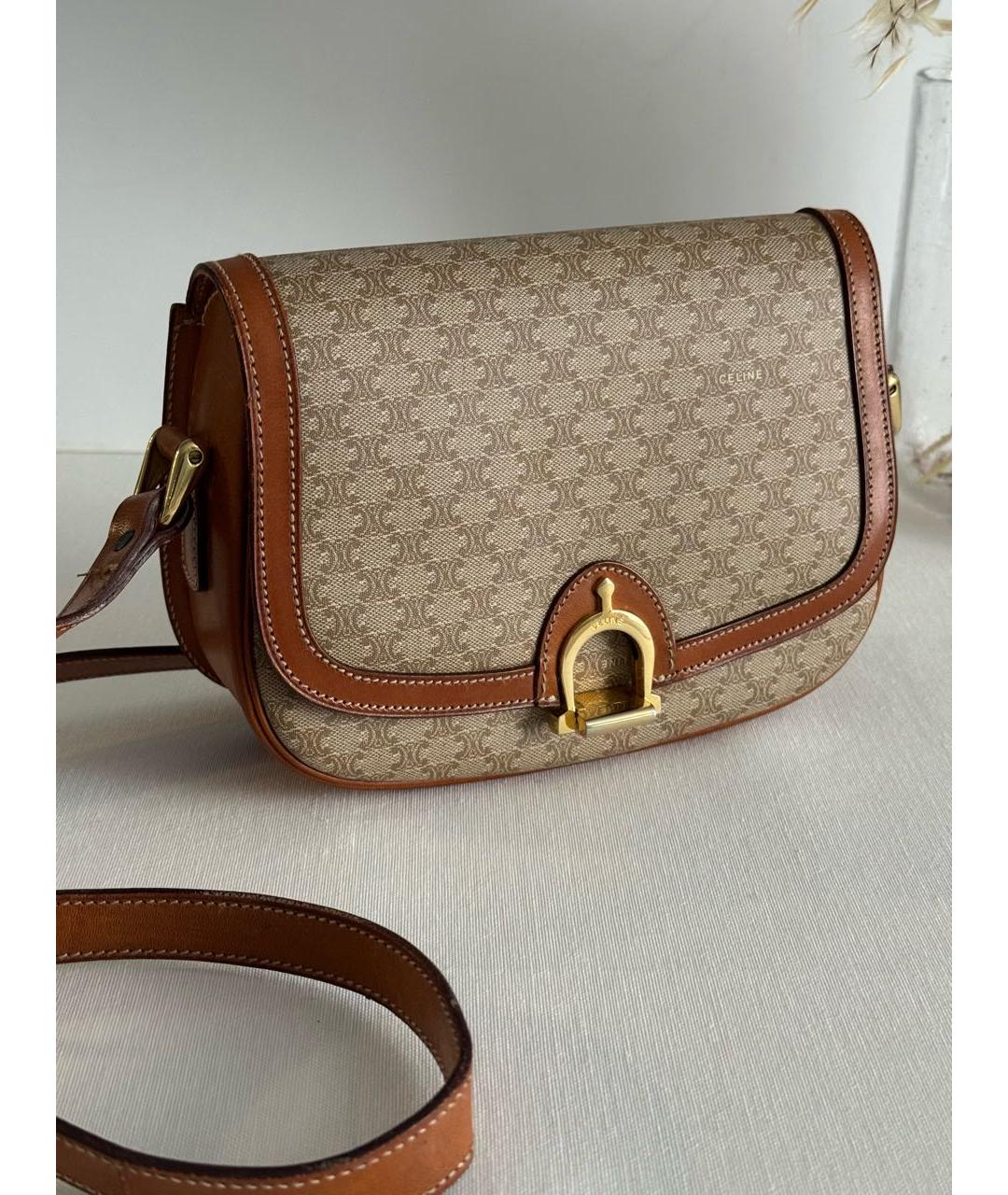 CELINE Коричневая кожаная сумка через плечо, фото 3