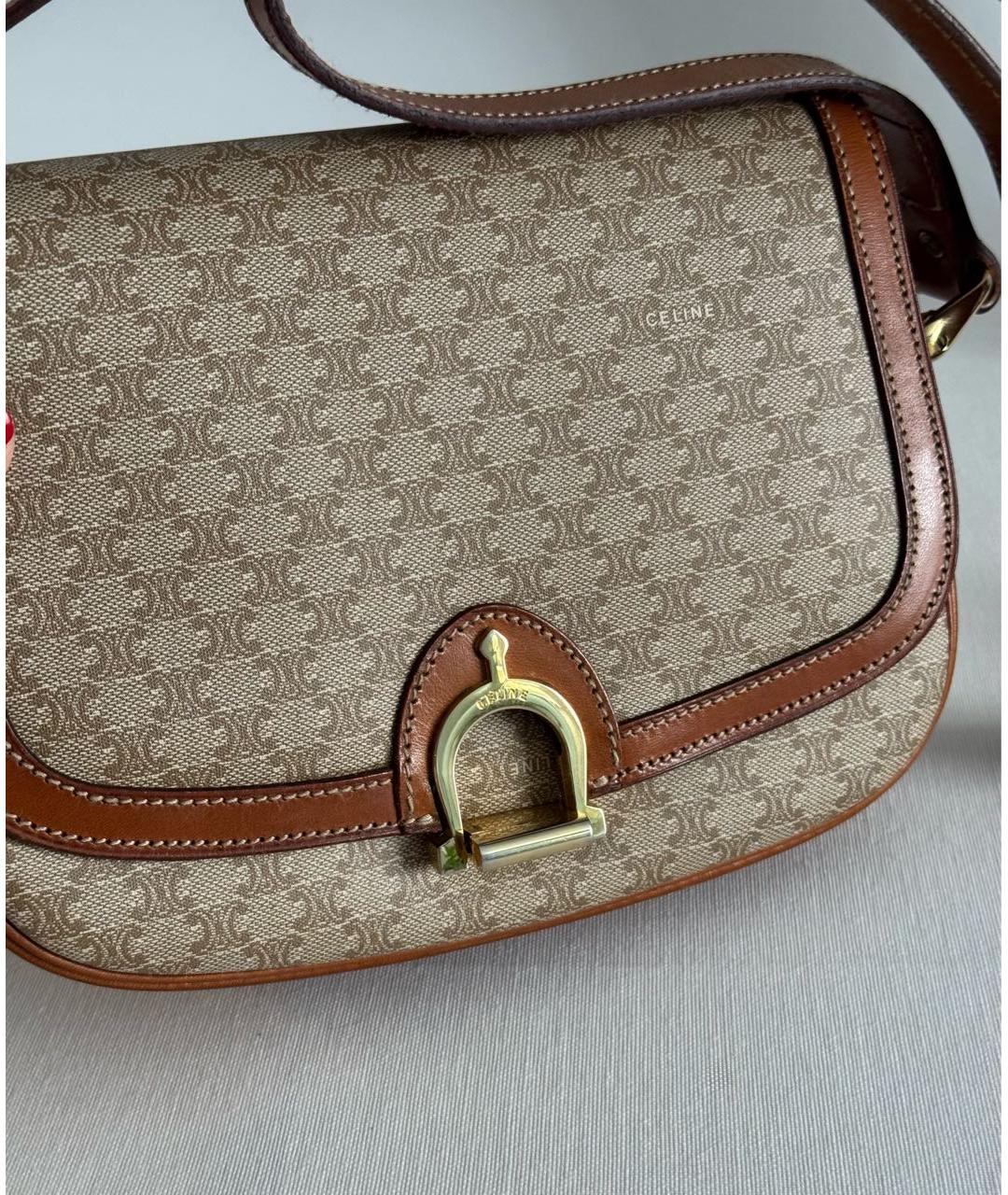 CELINE Коричневая кожаная сумка через плечо, фото 5