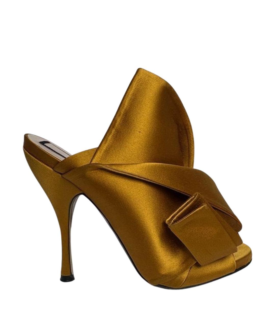 NO. 21 Горчичные текстильные босоножки, фото 1