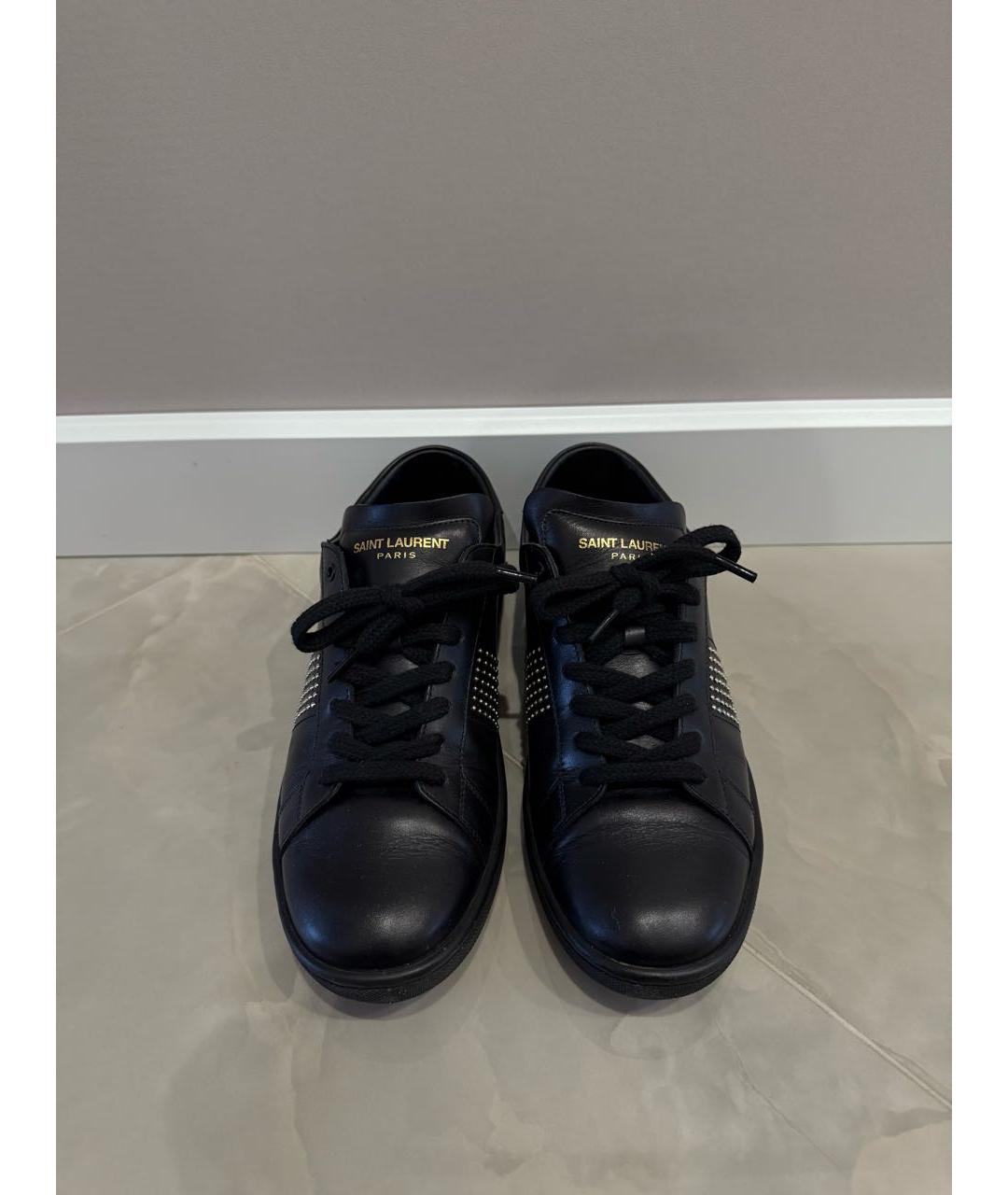 SAINT LAURENT Черные кожаные кеды, фото 2