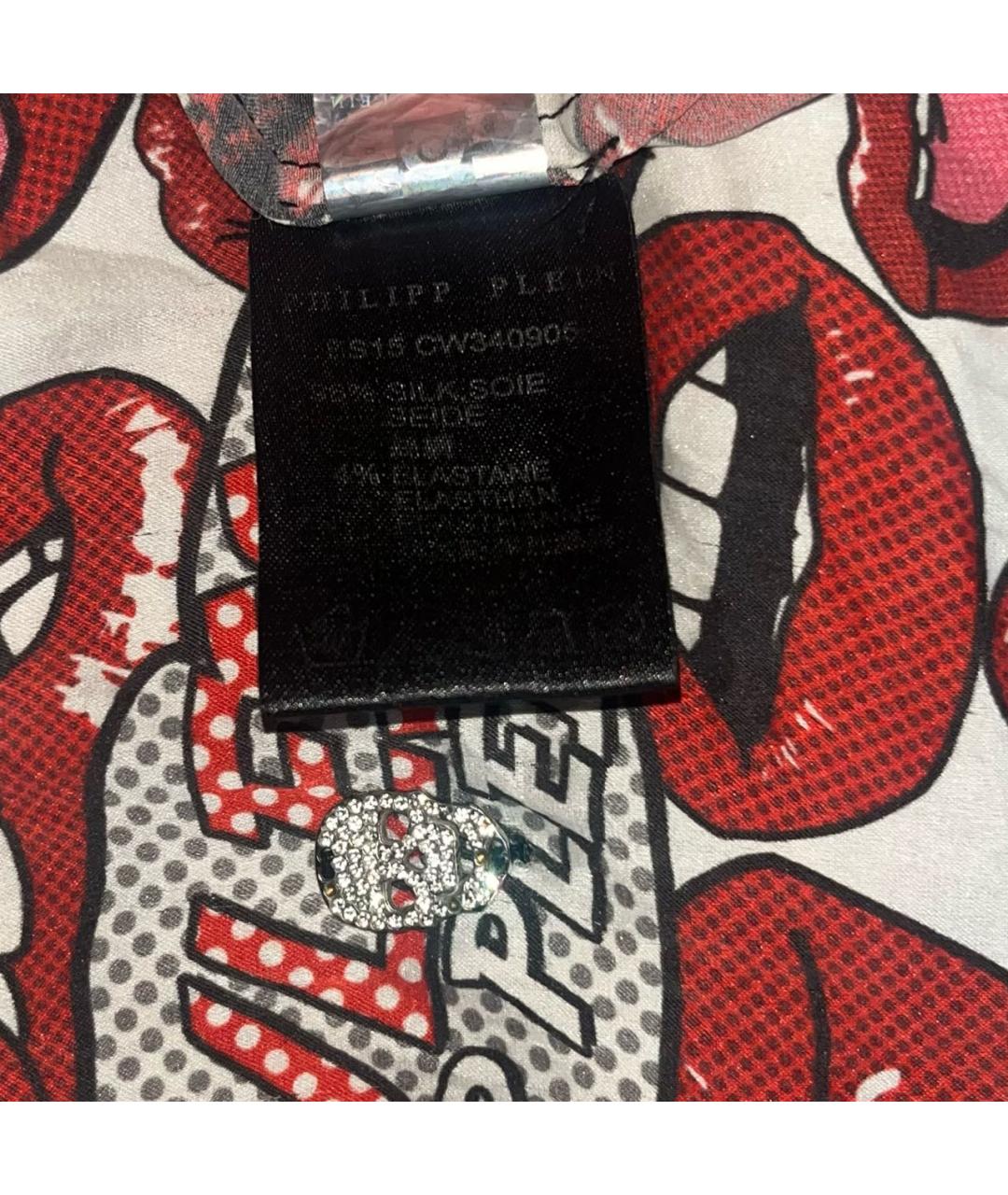 PHILIPP PLEIN Красная шелковая футболка, фото 4