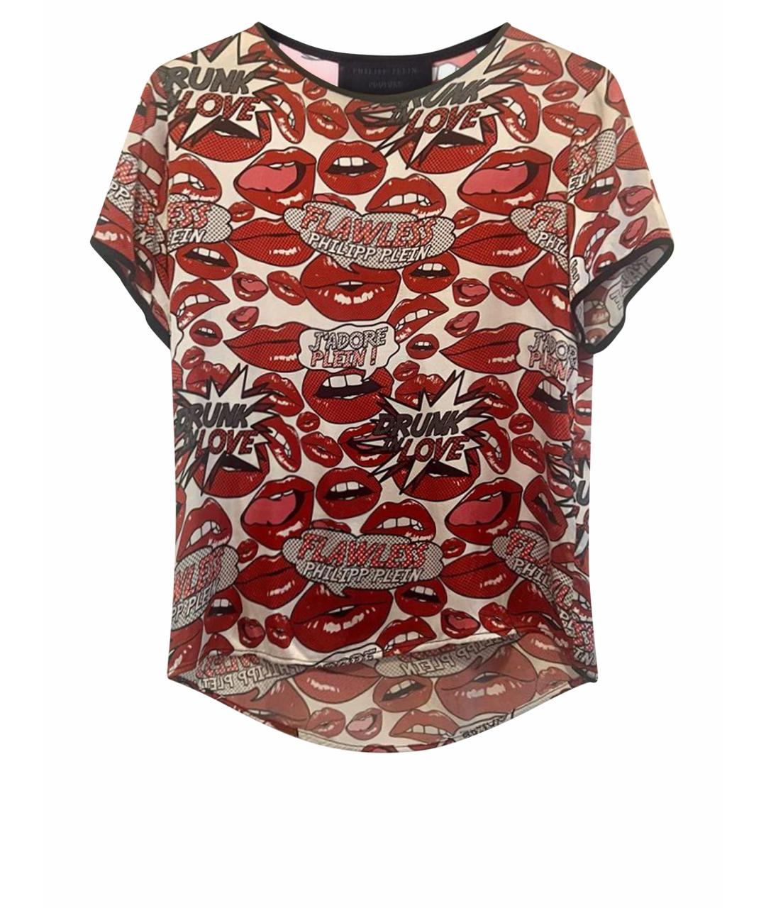 PHILIPP PLEIN Красная шелковая футболка, фото 1