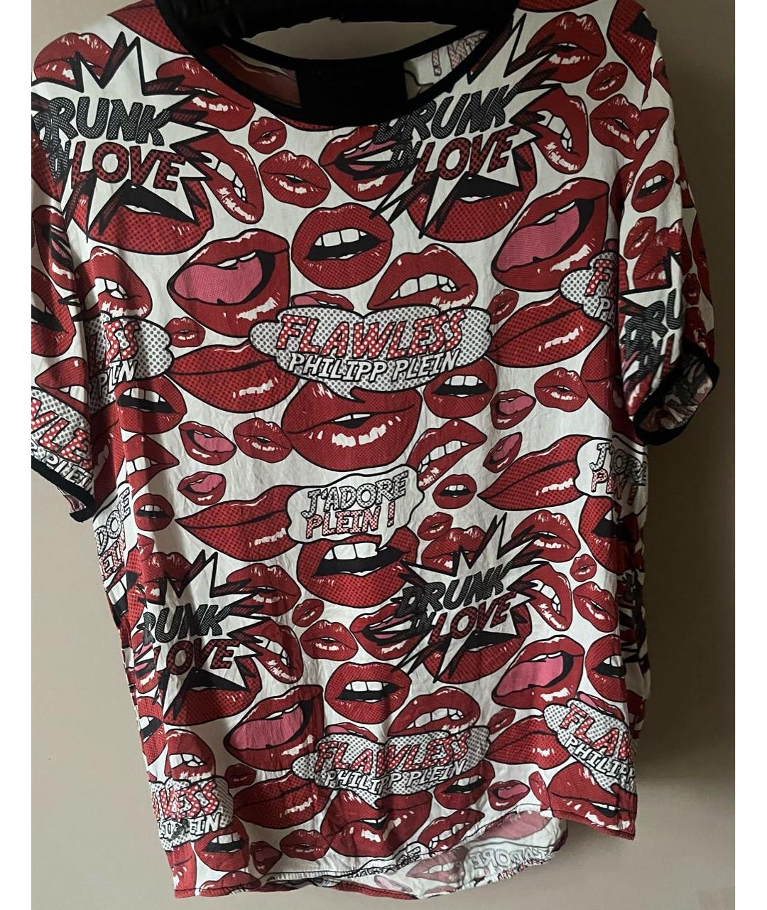 PHILIPP PLEIN Красная шелковая футболка, фото 5