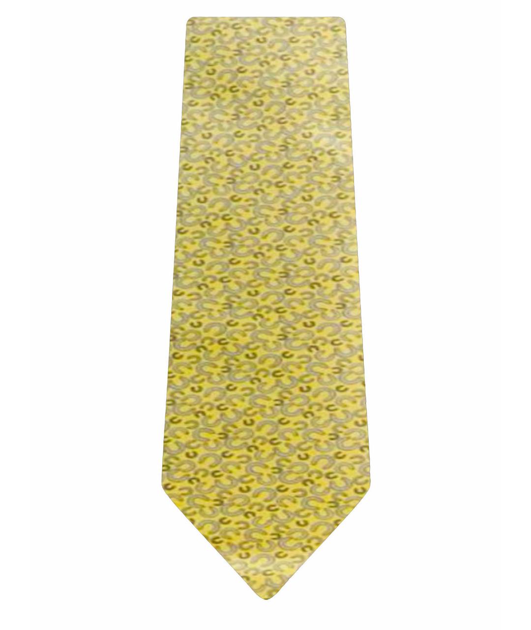 HERMES Горчичный шелковый галстук, фото 1