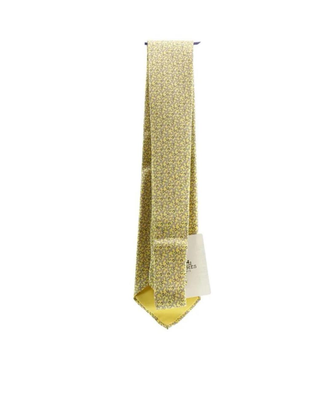 HERMES Горчичный шелковый галстук, фото 2