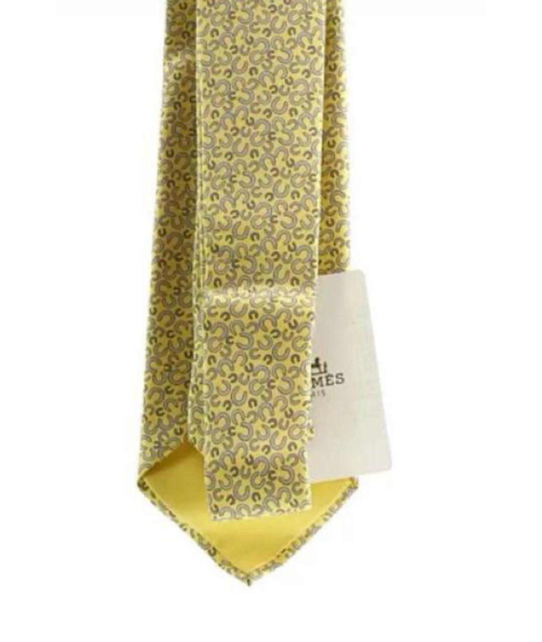 HERMES Горчичный шелковый галстук, фото 5