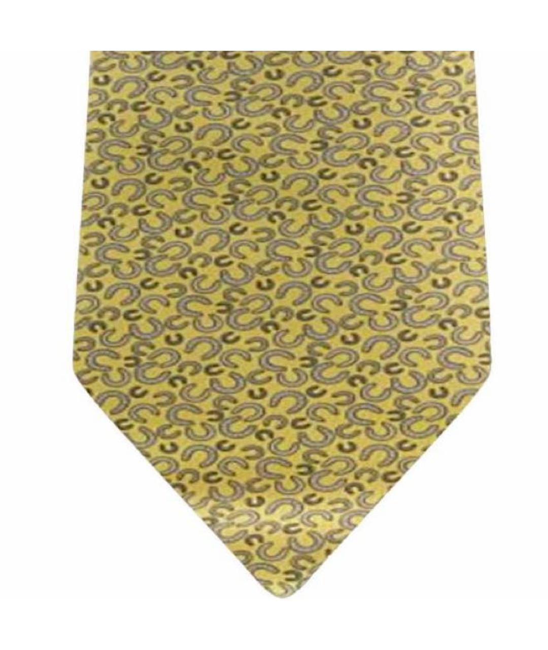 HERMES Горчичный шелковый галстук, фото 4