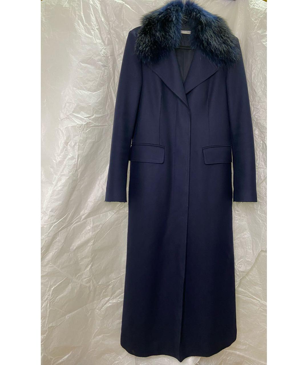 VERSACE COLLECTION Темно-синее шерстяное пальто, фото 7