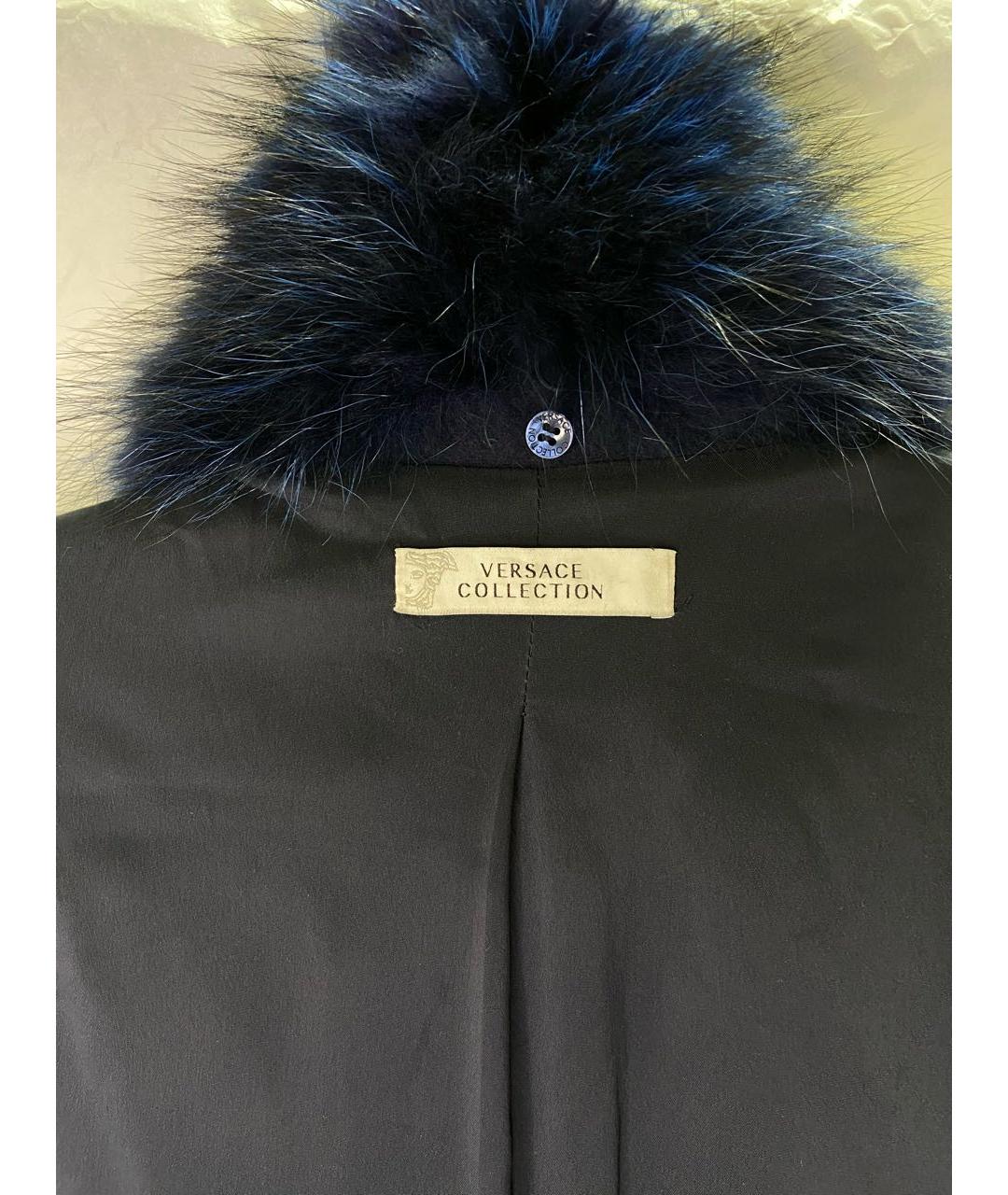 VERSACE COLLECTION Темно-синее шерстяное пальто, фото 3
