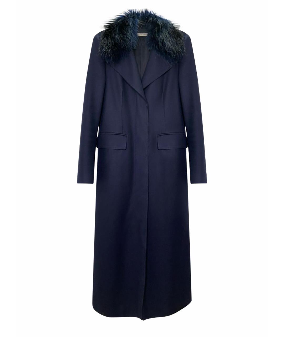 VERSACE COLLECTION Темно-синее шерстяное пальто, фото 1