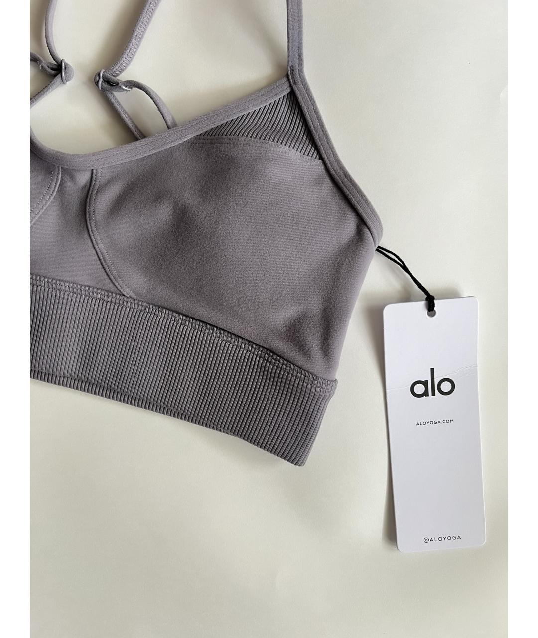 ALO YOGA Серая полиэстеровая майка, фото 4