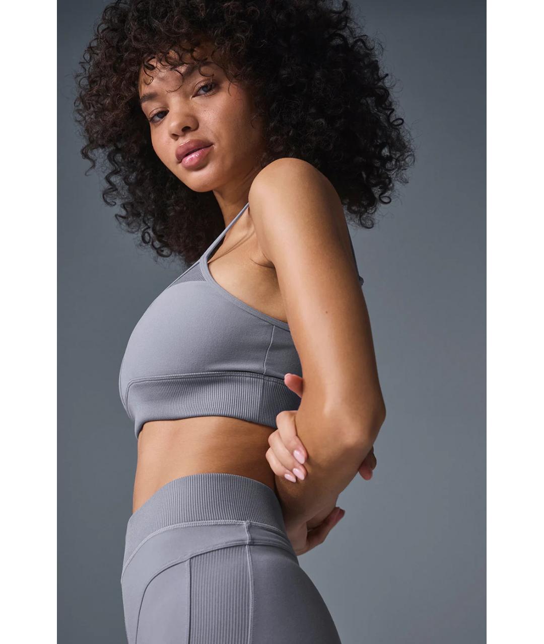ALO YOGA Серая полиэстеровая майка, фото 8
