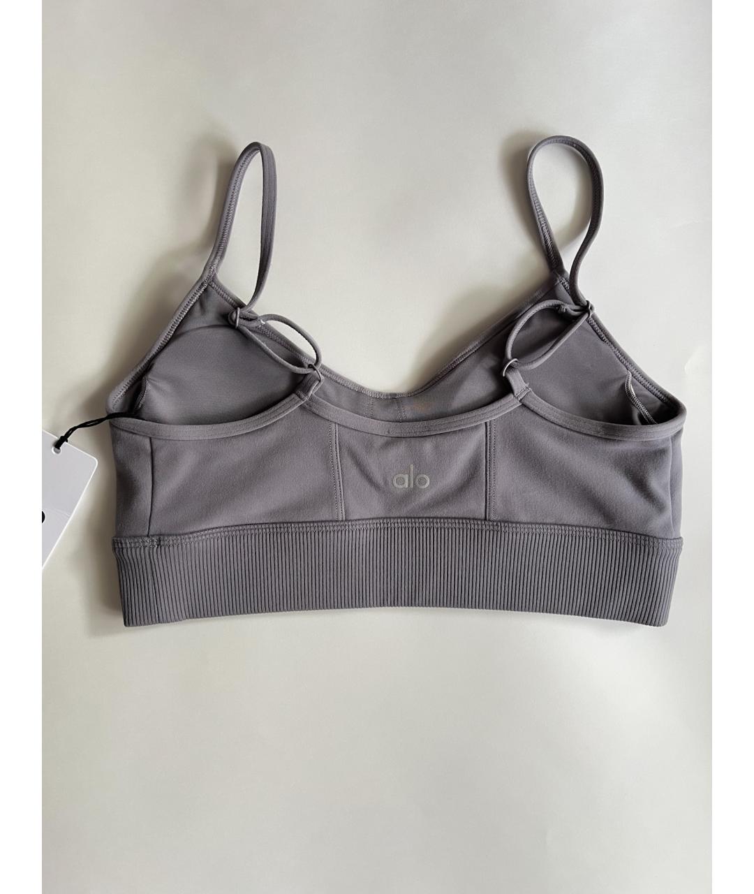 ALO YOGA Серая полиэстеровая майка, фото 7