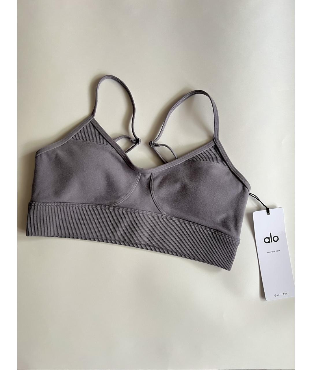 ALO YOGA Серая полиэстеровая майка, фото 9
