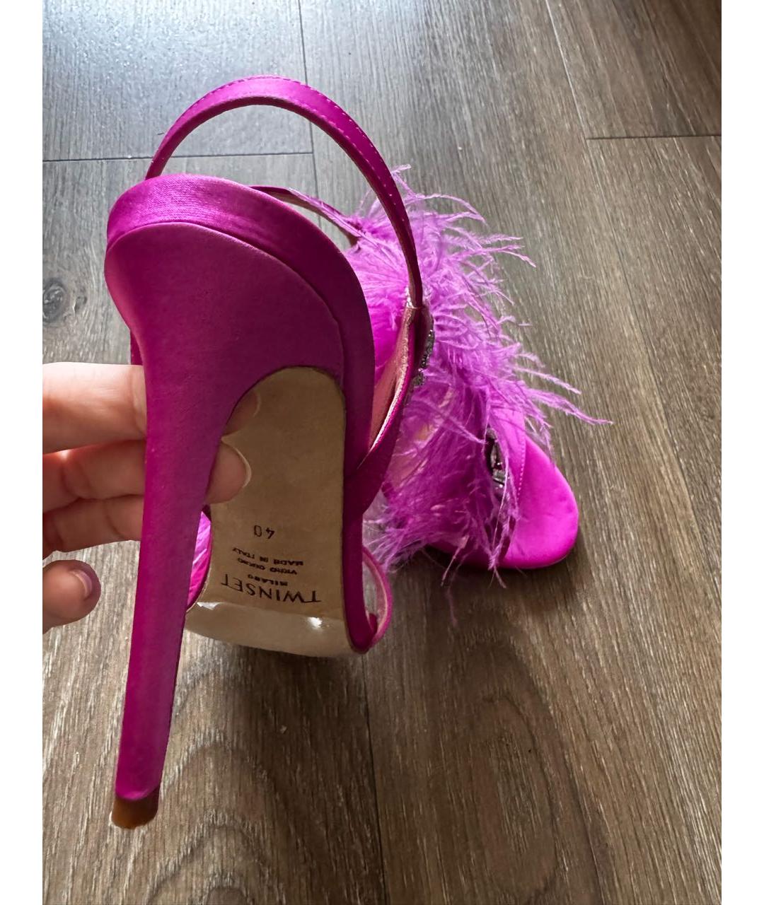 TWIN-SET Фуксия текстильные босоножки, фото 8
