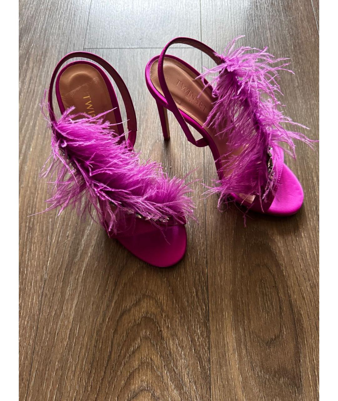 TWIN-SET Фуксия текстильные босоножки, фото 6