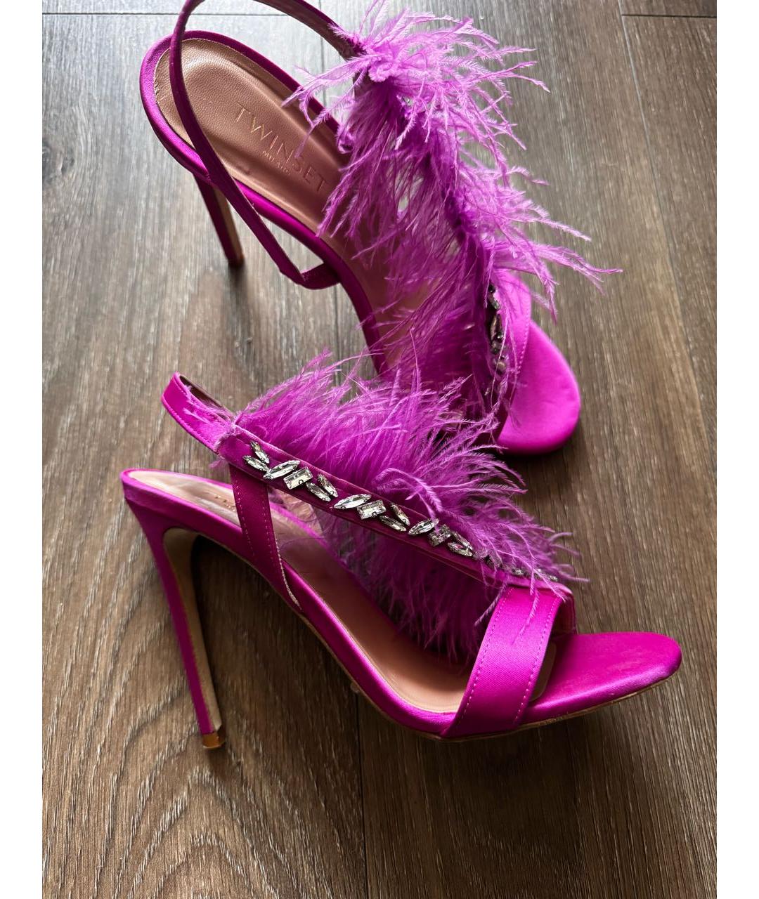 TWIN-SET Фуксия текстильные босоножки, фото 7