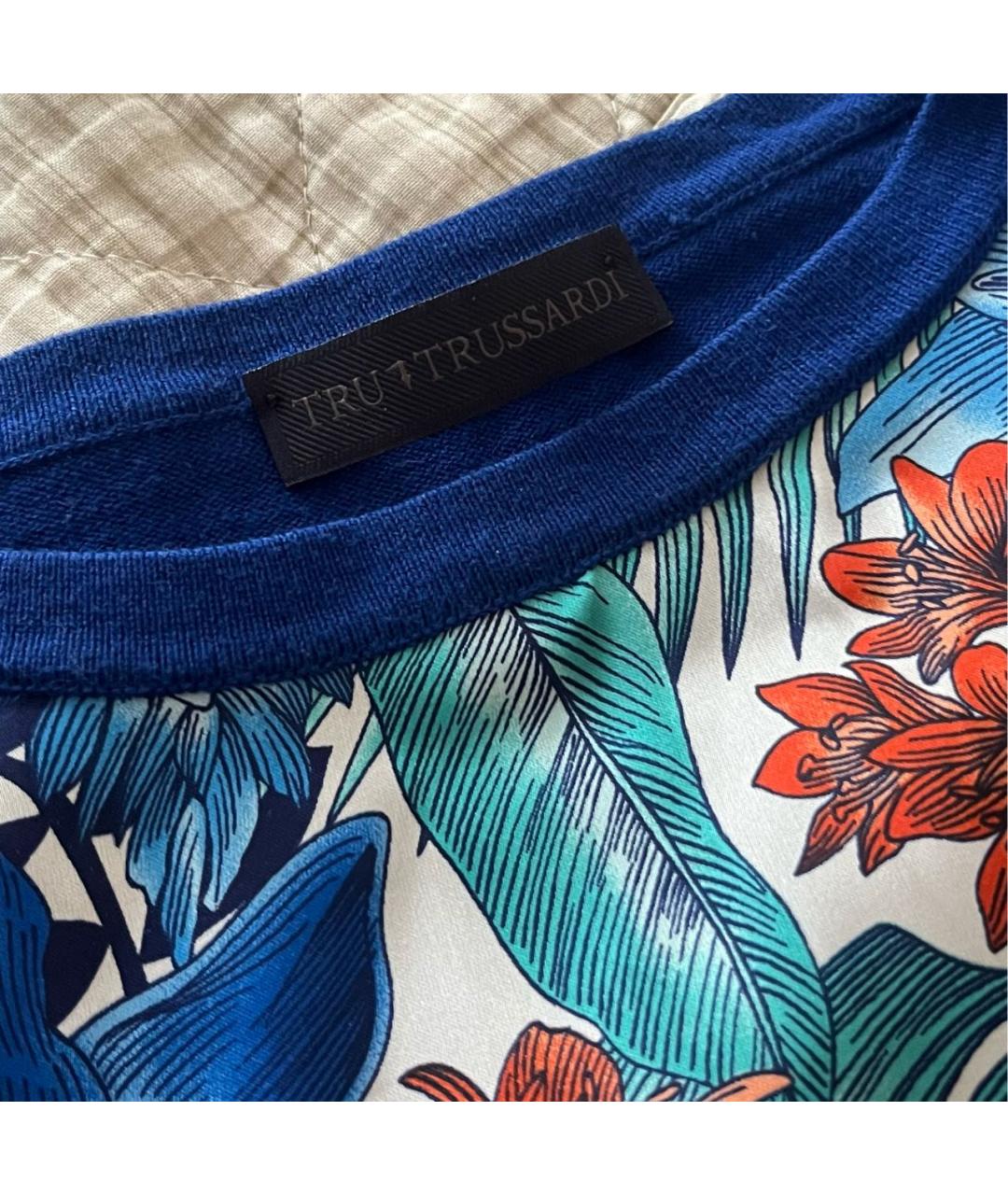 TRUSSARDI Синяя хлопковая футболка, фото 3