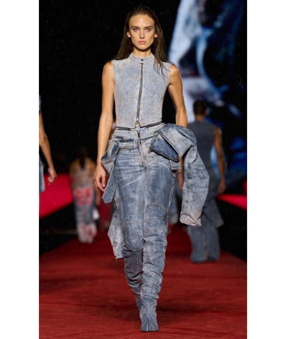 DIESEL Голубой хлопко-эластановый комбинезон, фото 2