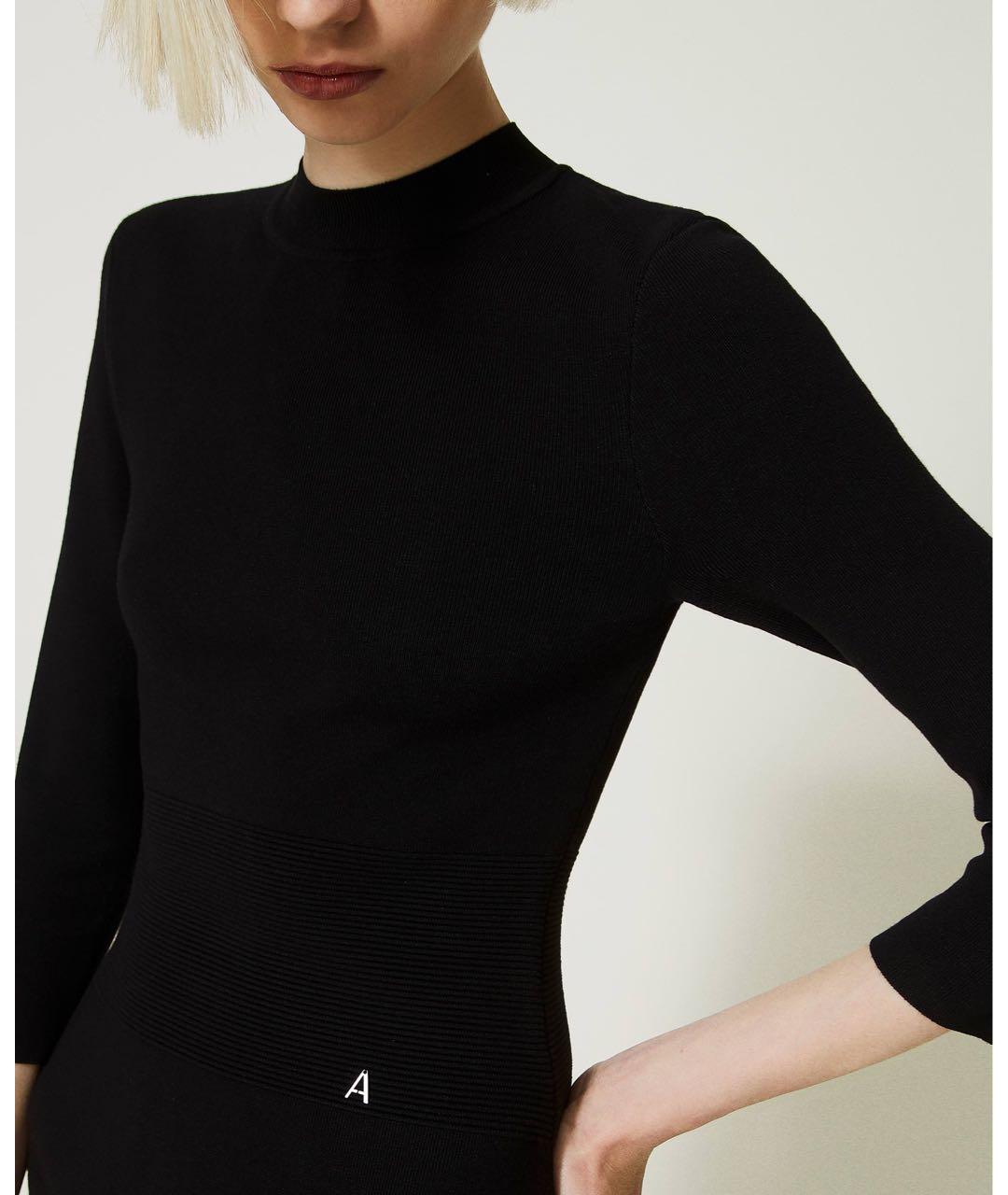 TWIN-SET Черное вискозное вечернее платье, фото 5