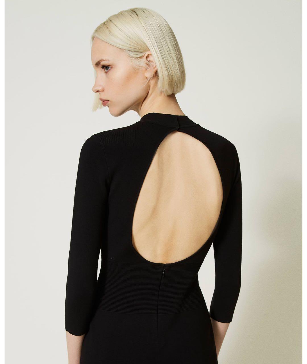 TWIN-SET Черное вискозное вечернее платье, фото 4