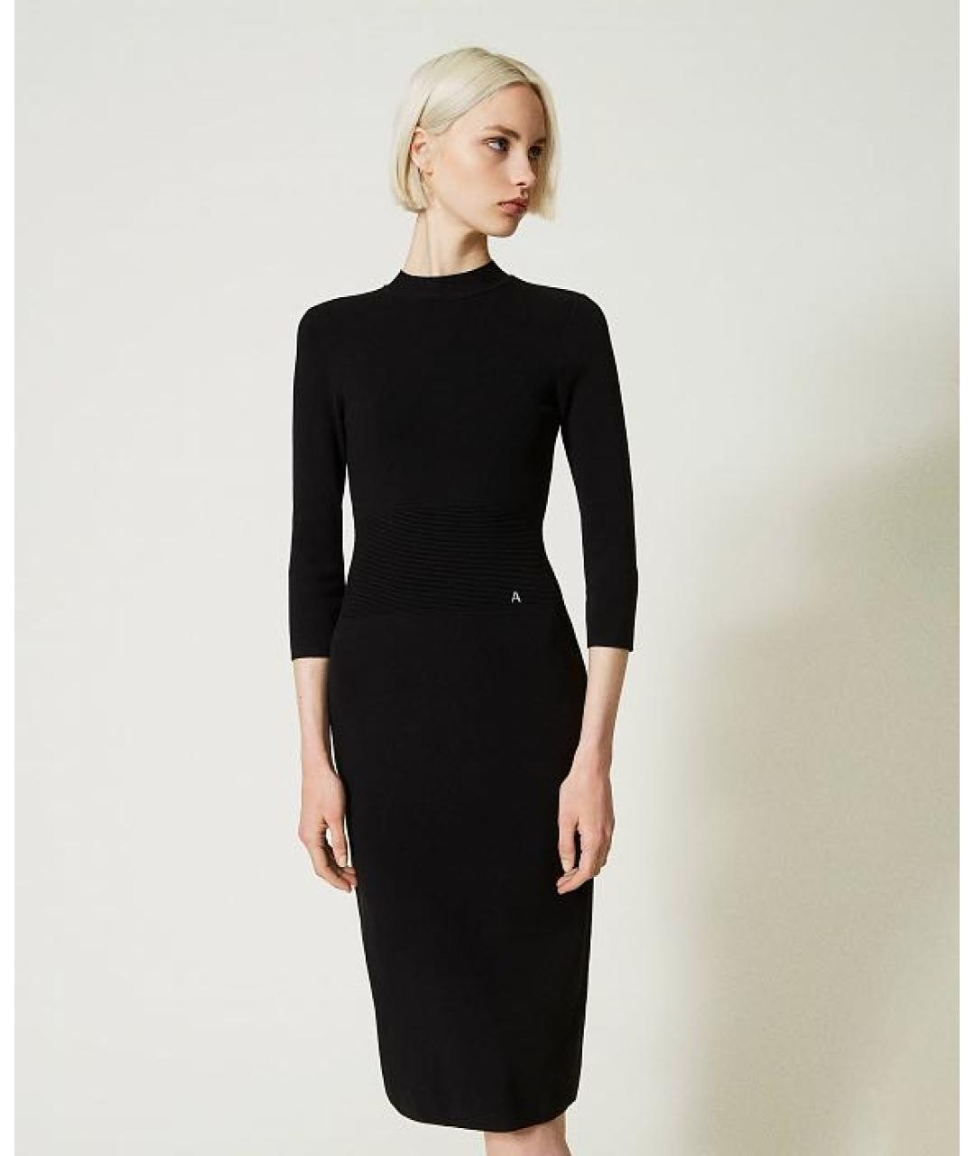 TWIN-SET Черное вискозное вечернее платье, фото 3