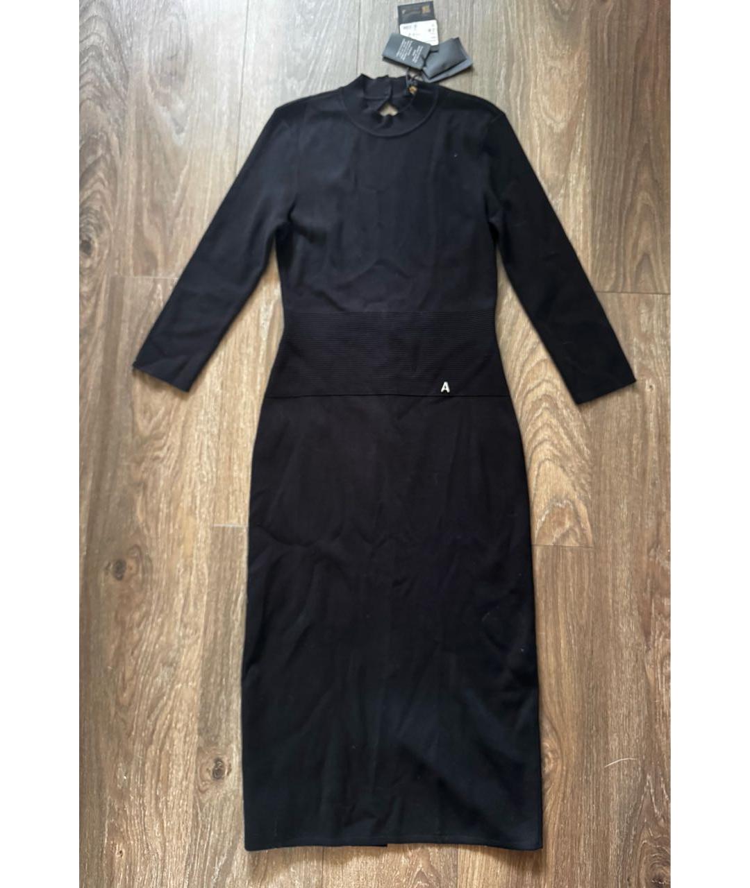 TWIN-SET Черное вискозное вечернее платье, фото 6