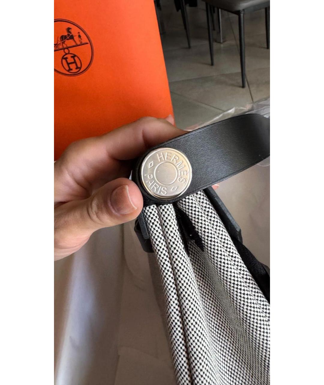 HERMES Черная кожаная сумка тоут, фото 2