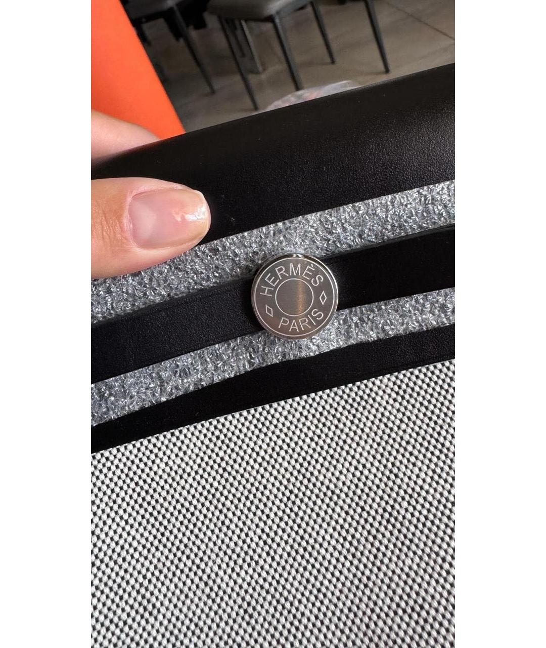 HERMES Черная кожаная сумка тоут, фото 5