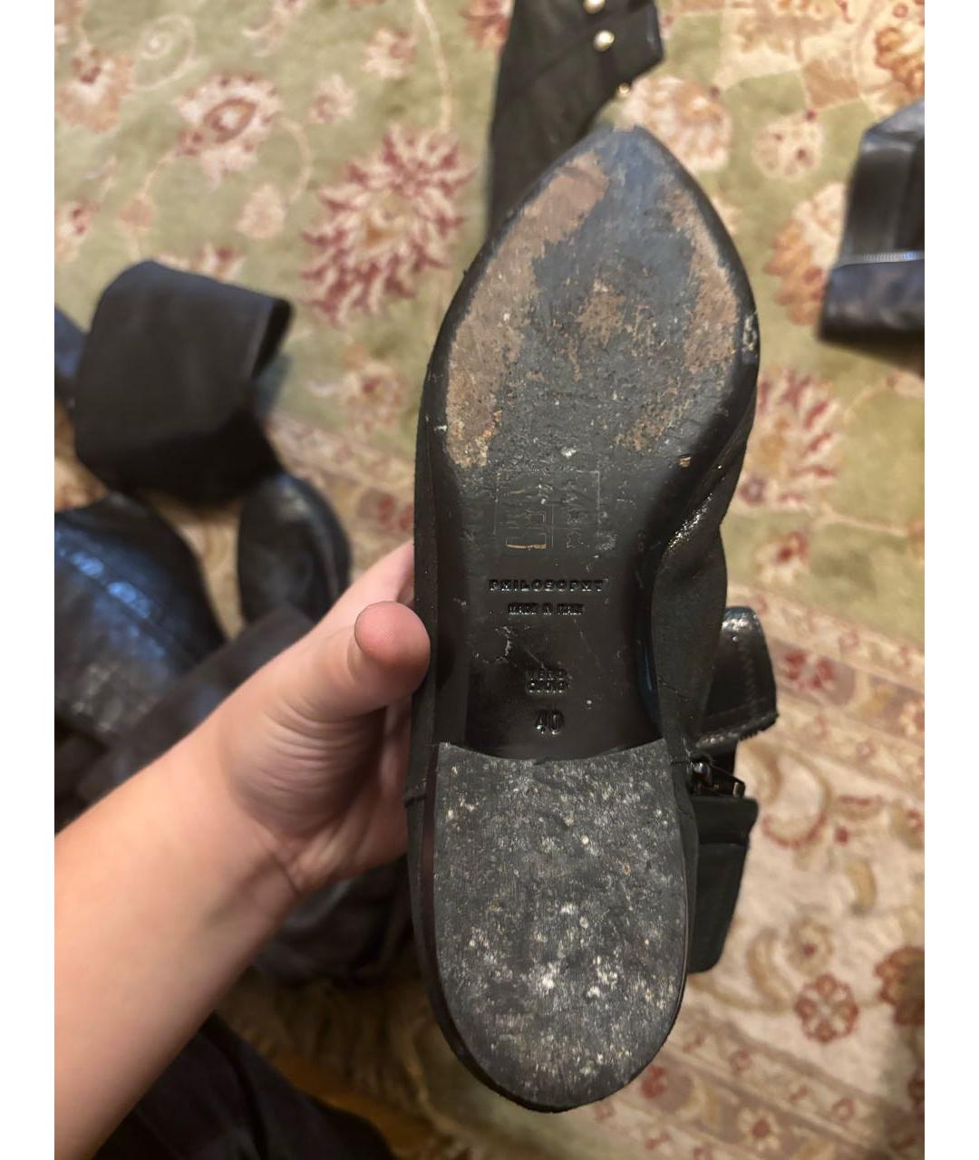 ALBERTA FERRETTI Черные кожаные полусапоги, фото 3