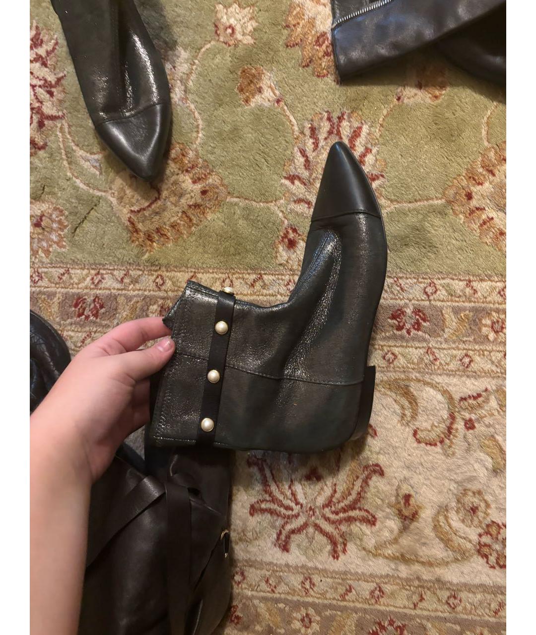 ALBERTA FERRETTI Черные кожаные полусапоги, фото 4