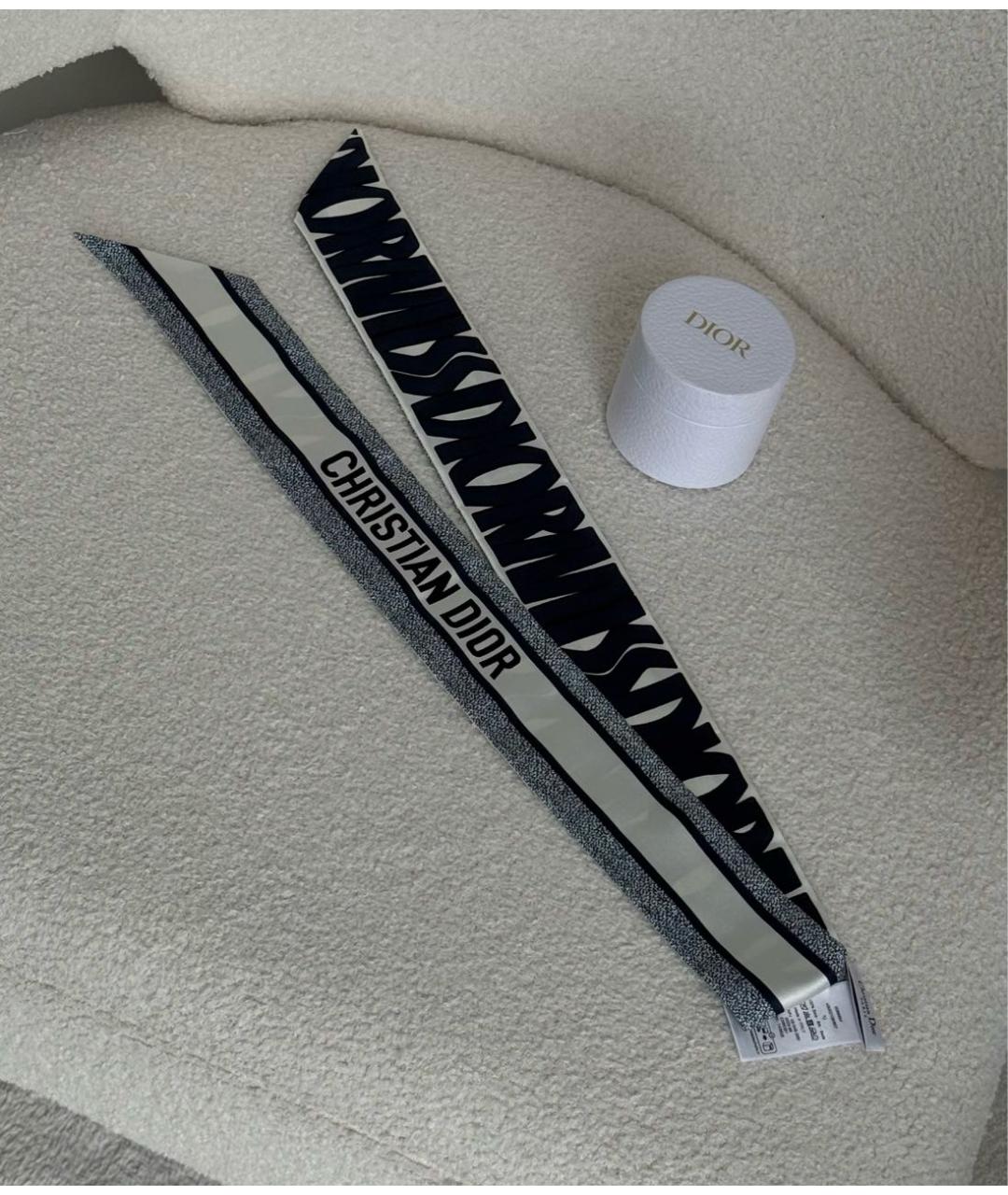 CHRISTIAN DIOR Темно-синий шелковый платок, фото 5