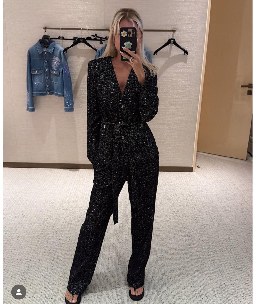 CHANEL Черные хлопко-эластановые прямые брюки, фото 2