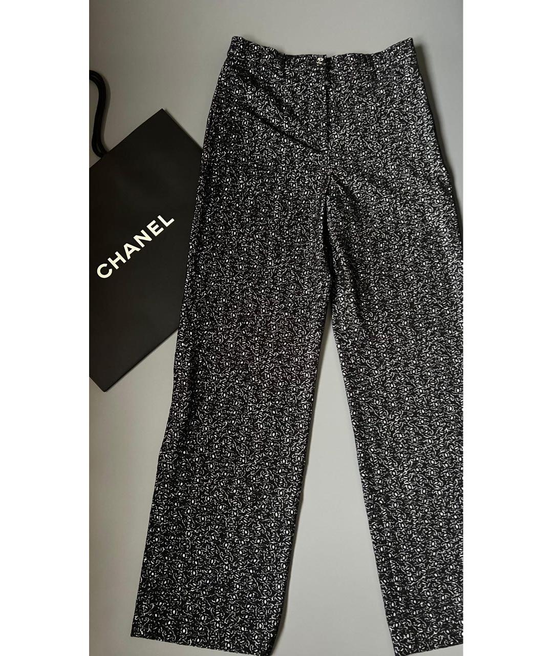 CHANEL Черные хлопко-эластановые прямые брюки, фото 3