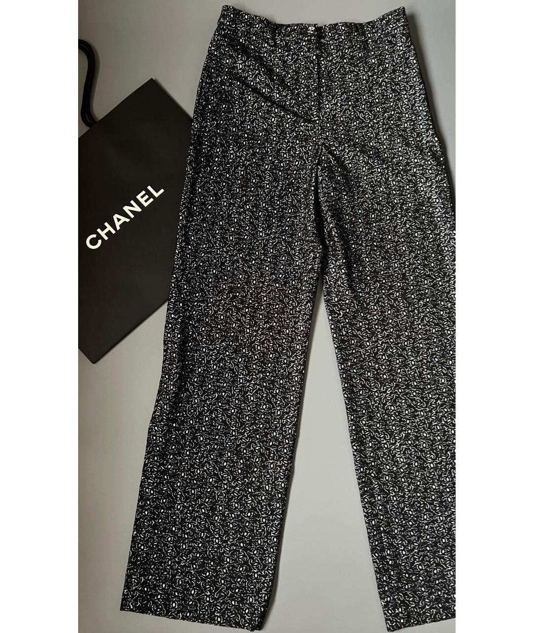 CHANEL Черные хлопко-эластановые прямые брюки, фото 4
