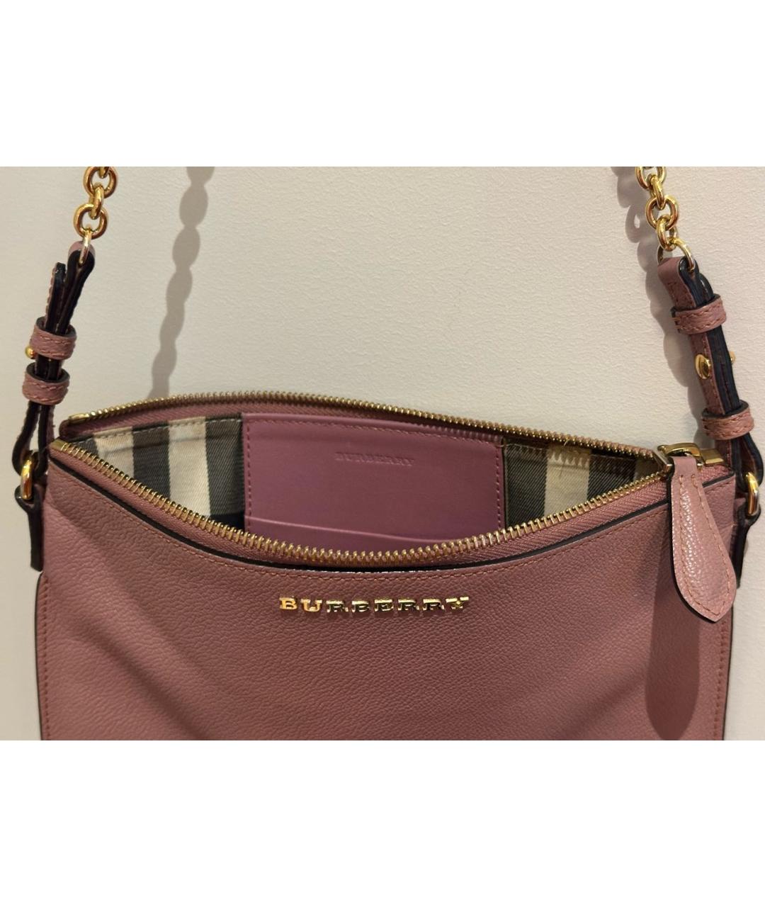 BURBERRY Розовая кожаная сумка через плечо, фото 4
