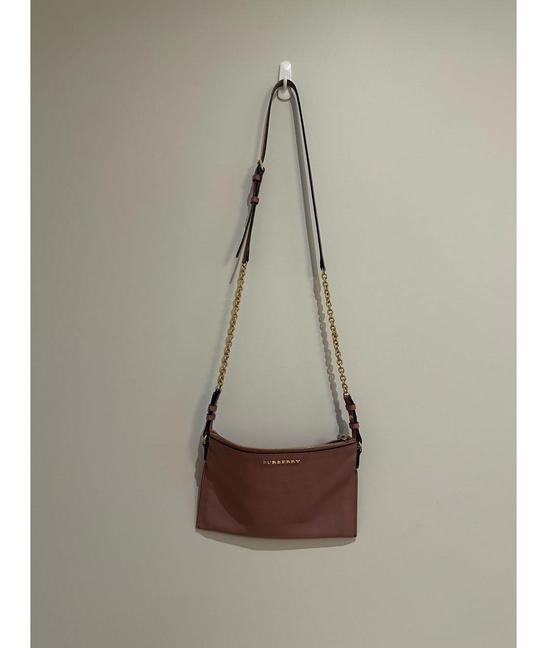 BURBERRY Розовая кожаная сумка через плечо, фото 6