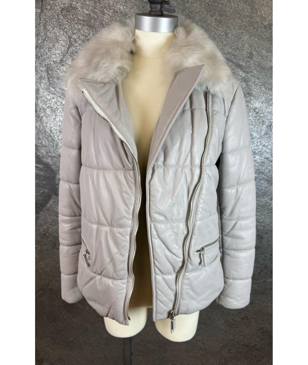 GIORGIO ARMANI Серый кожаный пуховик, фото 4