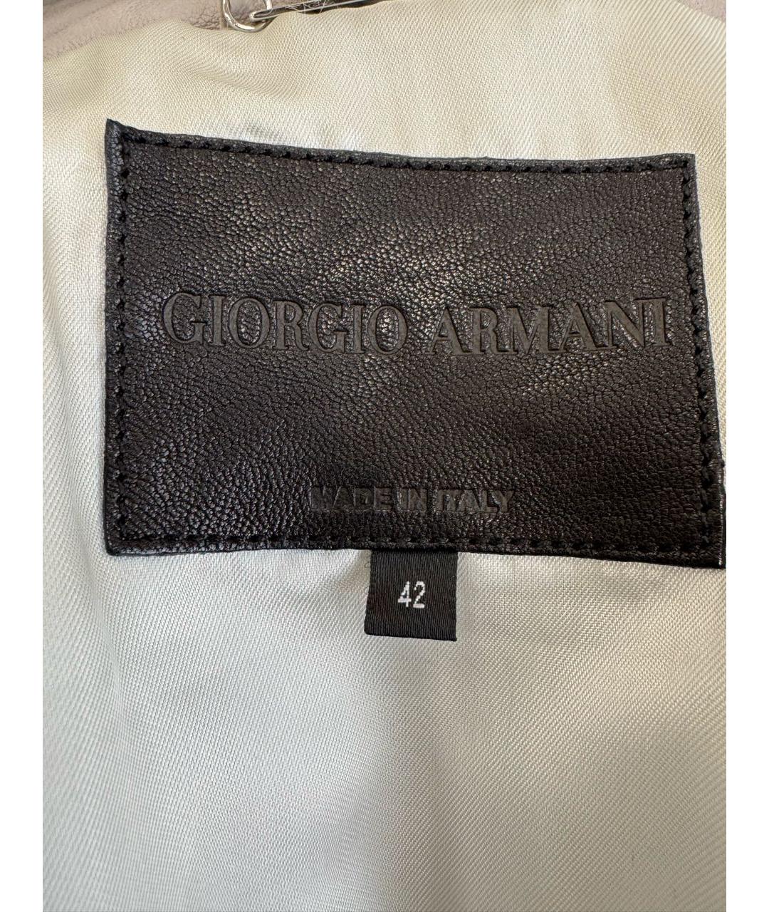 GIORGIO ARMANI Серый кожаный пуховик, фото 3
