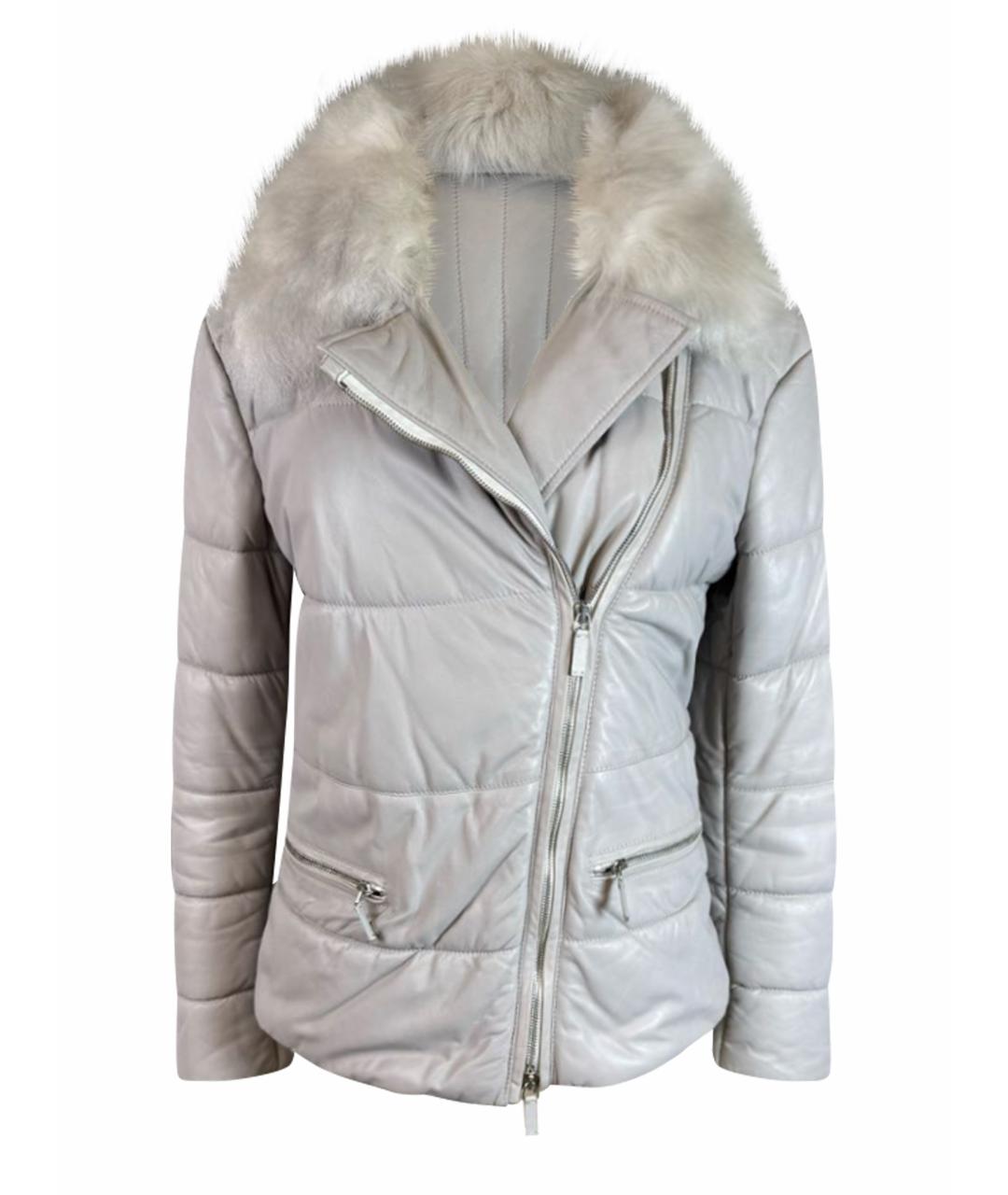 GIORGIO ARMANI Серый кожаный пуховик, фото 1