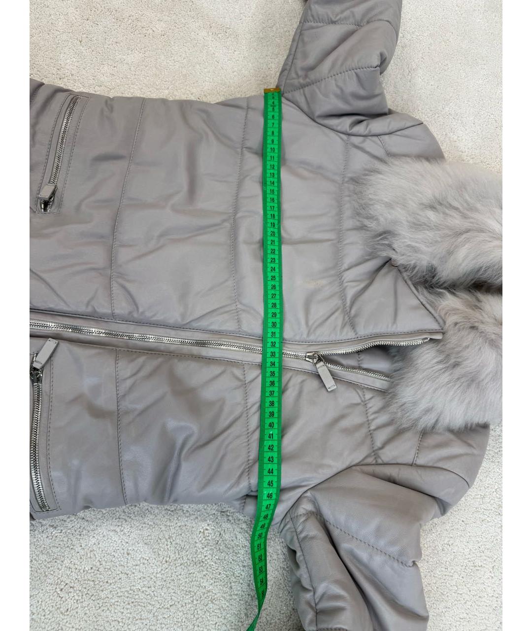 GIORGIO ARMANI Серый кожаный пуховик, фото 8