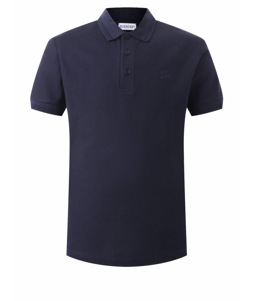 BURBERRY Синее хлопковое поло с коротким рукавом, фото 1